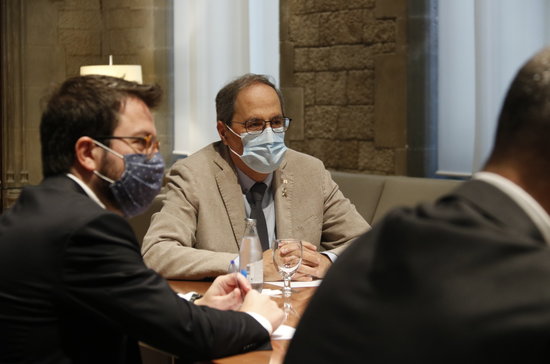 Catalan president Quim Torra during a meeting with Procicat on July 4, 2020 (by Gerard Artigas)